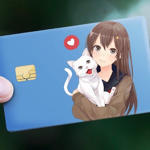 Credit Card Skin ""Mädchen & Katze"" (Kawaii)"