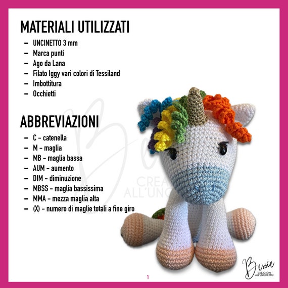 Unicorn Amigurumi Italian Pattern 