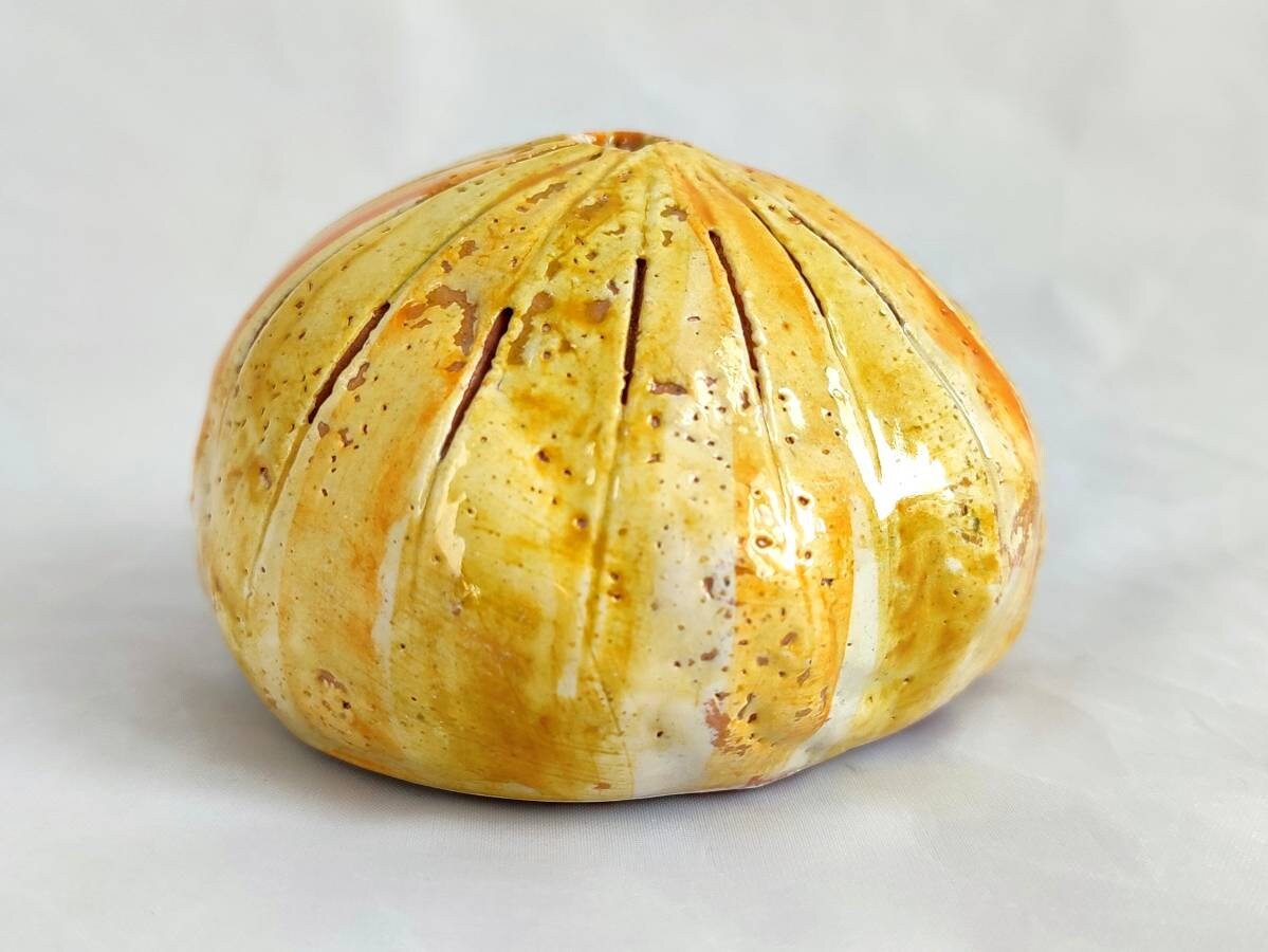 Ceramic Sea Urchin For Home Decor By Handmade in Giens, Oursin de Gift, Blue Azur, Christmas Ornamen