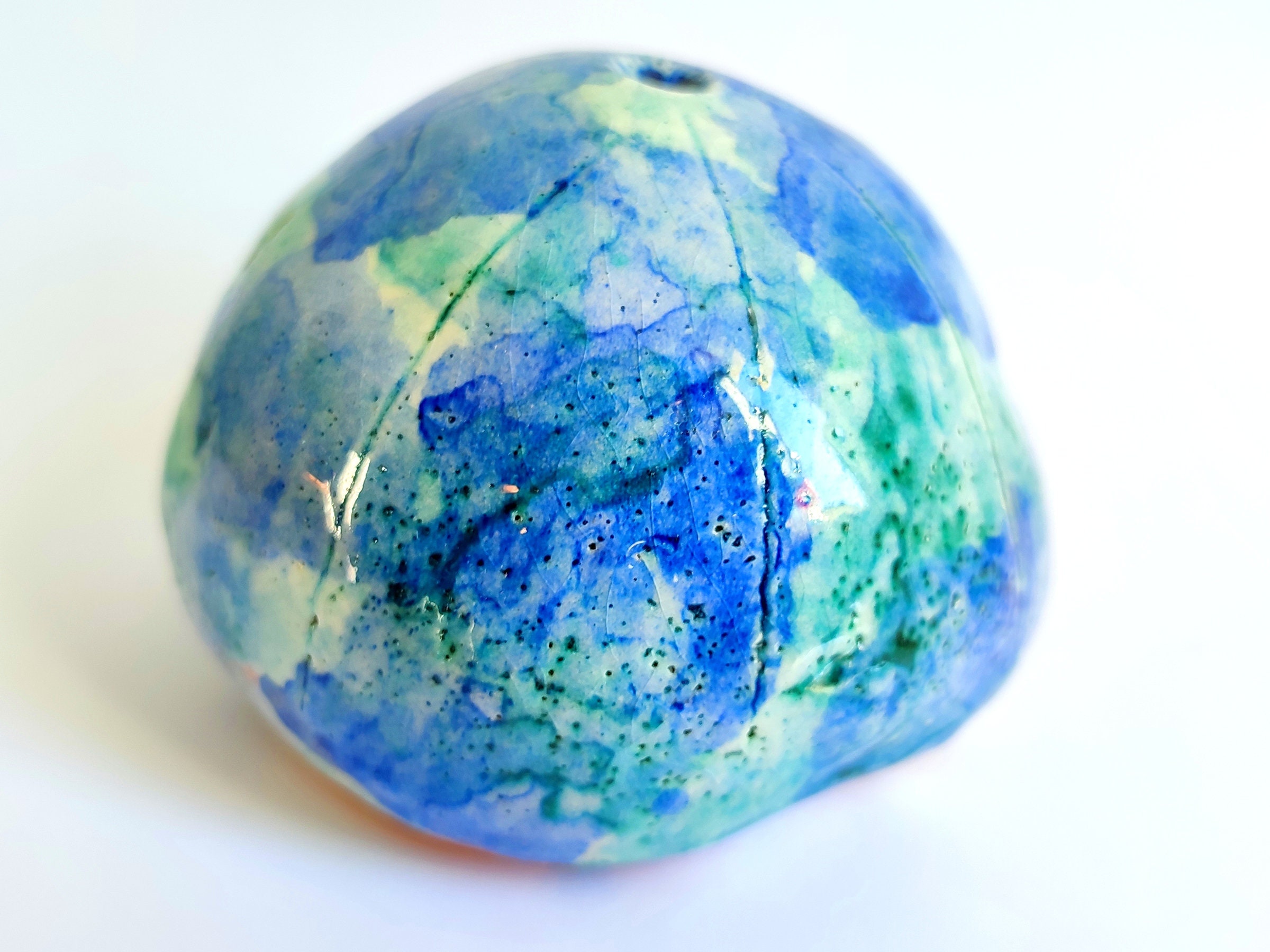 Ceramic Sea Urchin For Home Decor By Handmade in Giens, Oursin de Gift, Blue Azur, Christmas Ornamen