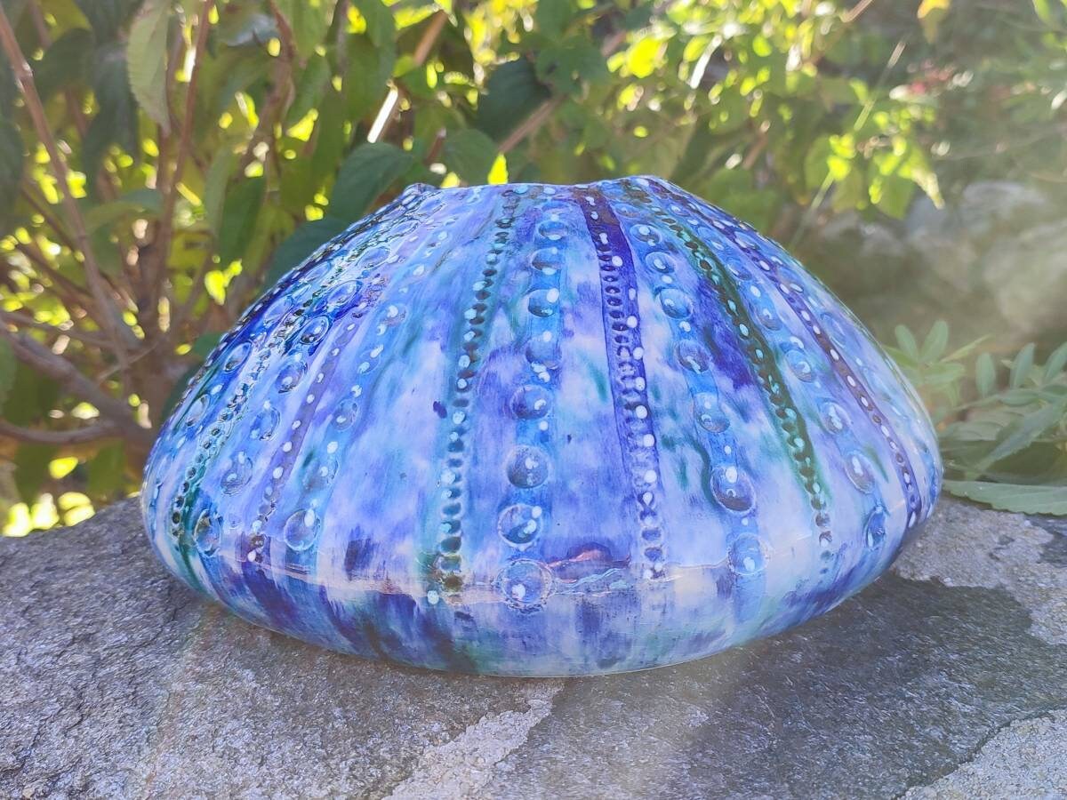 Ceramic Sea Ursin For Home Decor By Handmade in Giens, Oursin de Gift, Blue Azur, Christmas Ornament