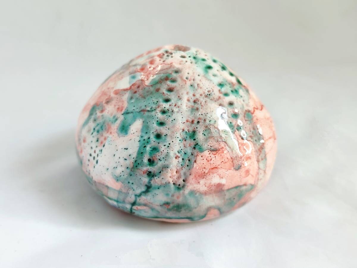 Ceramic Sea Urchin For Home Decor By Handmade in Giens, Oursin de Gift, Blue Azur, Christmas Ornamen