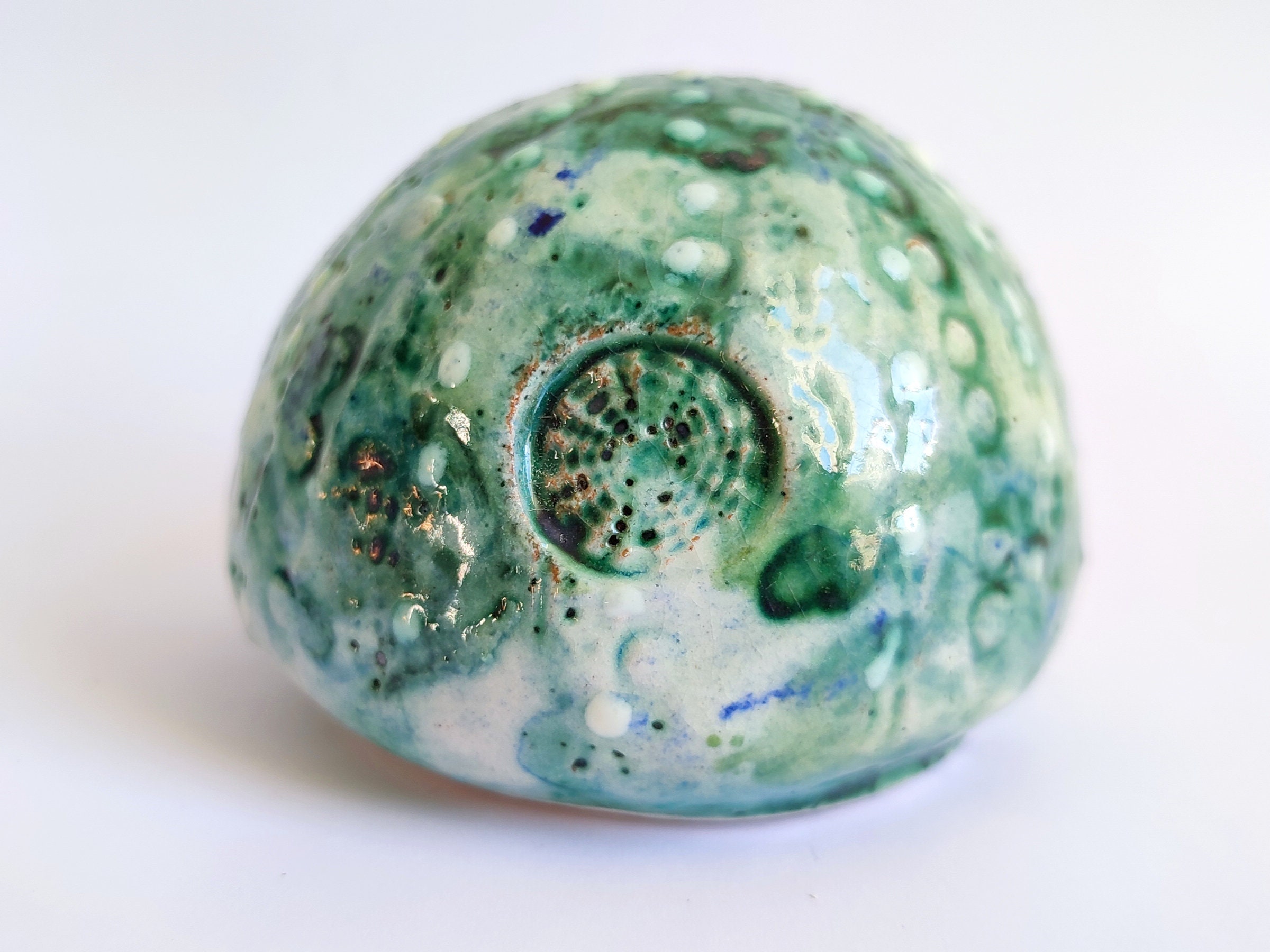 Ceramic Sea Urchin For Home Decor By Handmade in Giens, Oursin de Gift, Blue Azur, Christmas Ornamen