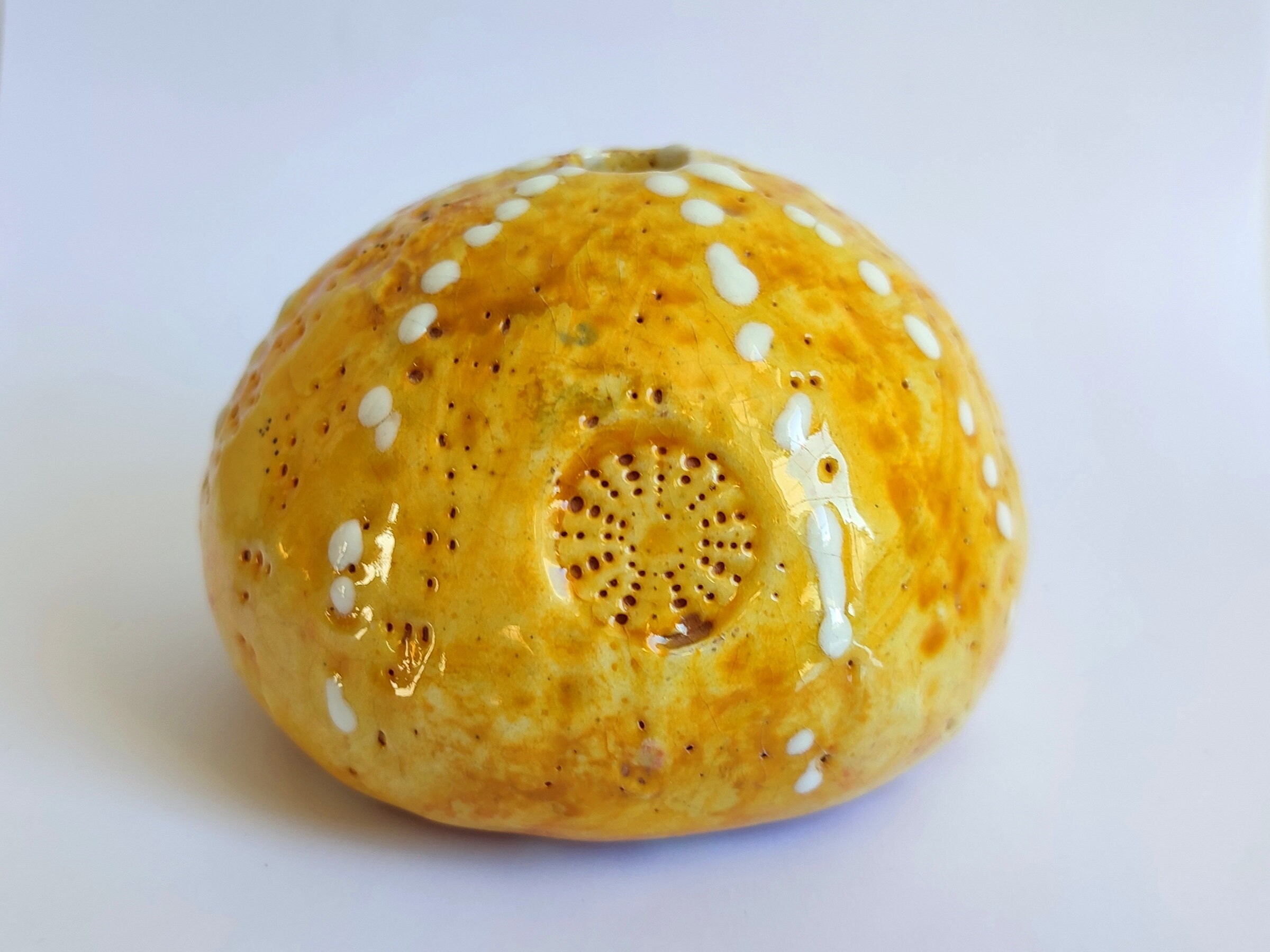 Ceramic Sea Urchin For Home Decor By Handmade in Giens, Oursin de Gift, Blue Azur, Christmas Ornamen