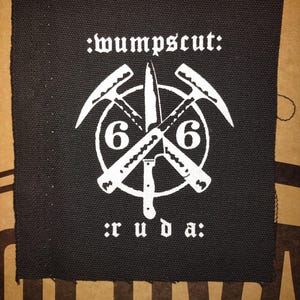 Remendo de tela de algodão serigrafado industrial Wumpscut 66 gótico EBM faça você mesmo. Skinny Puppy, Velvet Acid Christ, Feindflug, Punk