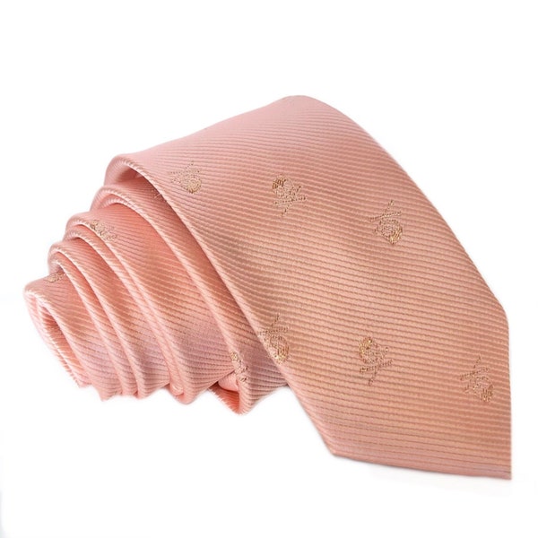 Pink With Gold Skull And Crossbones Tie | Skull Tie | Skull Pink Tie | Light Pink Tie | Polyester Ties | Skinny Ties | Gifts For Men