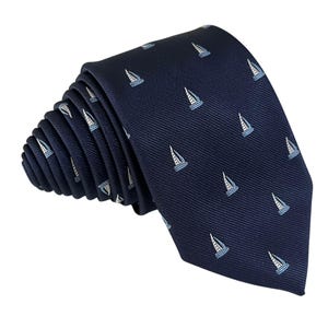Navy Blue Sailboat Tie