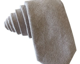 Gray Tie | Men's Necktie in Solid Gray | Solid Cotton Necktie