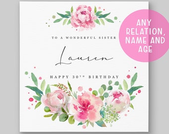 Personalised Birthday Card For Aunt, Sister-in-Law, Friend – 40th, 50th, 60th, 70th, 80th