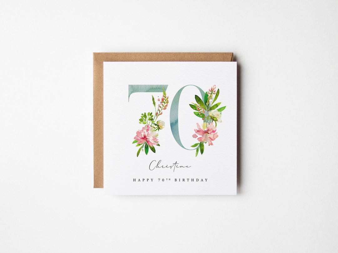 70th Birthday Card Personalised Any Relation Watercolour - Etsy