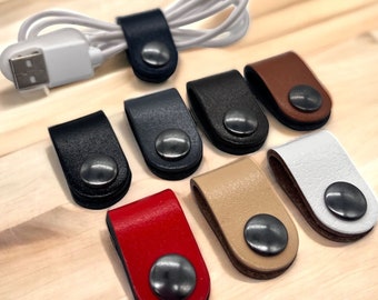 Handmade Leather Cable Tidy - Handmade Cord Organizer for Cable Management, Cable Holder, Cord Storage, Desk Organization