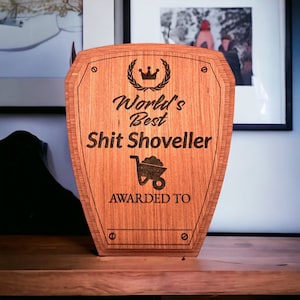 Personalised World's Best Sht Shoveler Plaque Award Thank you Present for Helping with the Horses and Stable Funny Pony Gift image 1