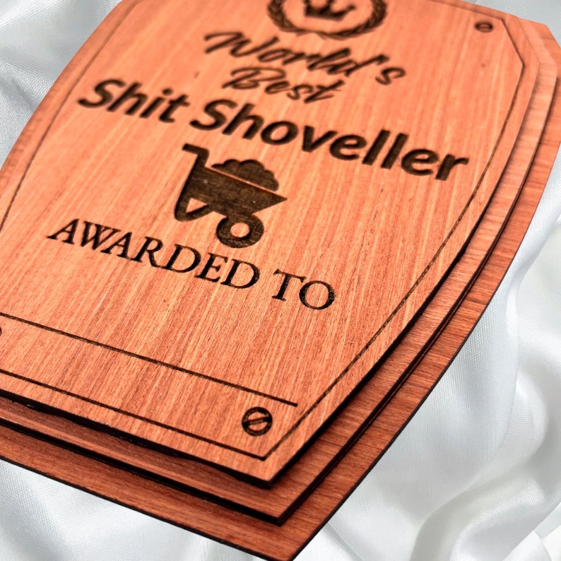 Personalised World's Best Sht Shoveler Plaque Award Thank you Present for Helping with the Horses and Stable Funny Pony Gift image 2