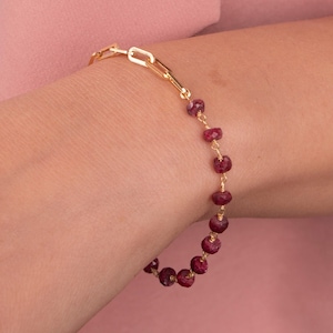 Dainty Garnet Bracelet: 14k Gold Vermeil Sterling Silver Birthstone Jewelry