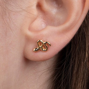 Tiny Gold Serpent Stud Earrings, Small Stud Earrings, Snake Studs, Minimalist Stud Earrings, Mothers Day Gift, Gifts for Her
