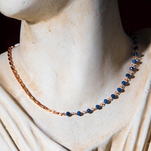 Dainty 14k Gold Lapis Lazuli Necklace: Sterling Silver Chain