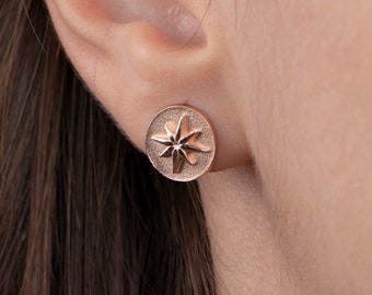 Star Earrings, North Star Earrings, Celestial Earrings, North Star Gold Earrings, Starburst Earrings, Sunburst