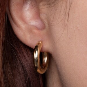 Thick Hoop Earrings, Gold Medium Hoop Earrings, Dainty Hoop Earrings