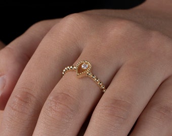 Teardrop Ring, Pear Shape Ring, Dainty Gold Ring, Stackable Gold Ring, Minimalist Gold Ring