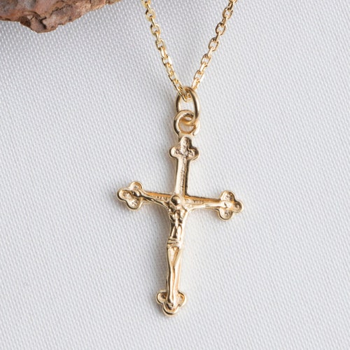Gold Plated Jesus Crucifix St Benedict Cross Pendant Necklace - Etsy