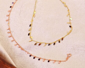 Tiny Disc Anklet • Gold Anklet • Water Resistant Anklet • Rose Gold Anklet • Beach Jewelry • Gift For Her