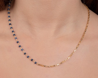 Dainty Lapis Lazuli Necklace • Gold Lapis Necklace • Vermeil Jewelry • Gemstone and Chain Necklace • Station Necklace