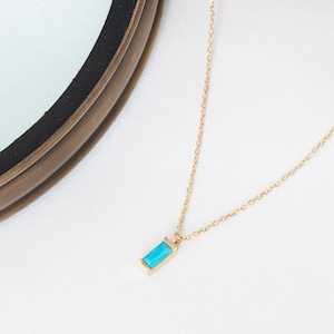 14K Gold Turquoise Necklace, Solid Gold Genuine Turquoise Necklace, Gemstone Necklace, Gold Turquoise Pendant, Birthday Gift