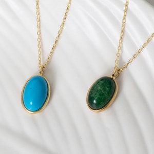 Jade Necklace, Turquoise Necklace, Dainty Green Jade Necklace, Gold Turquoise Necklace, Genuine Gemstone Necklace, Gift For Her