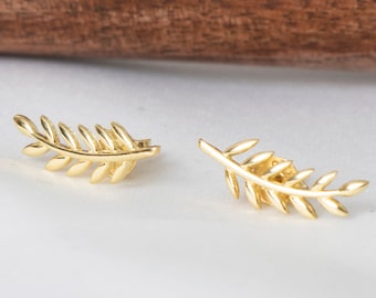 Minimalist Stud Earrings, Olive Branch Earrings, Gold Leaf Earrings, Olive Leaf Earrings, Dainty Stud Earrings