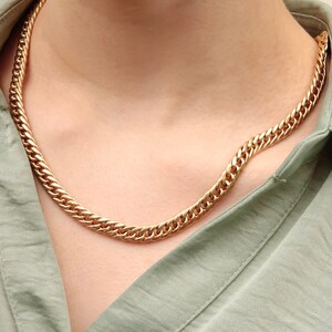 14K Gold Curb Chain Neklace, 7.30 mm Miami Cuban Chain, Chunky Gold Chain, Real Gold Chain Necklace