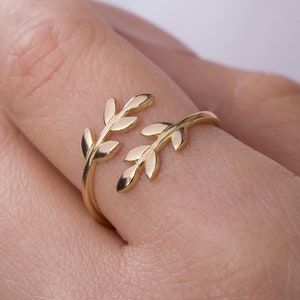 Elegant Gold Leaf Branch Ring - Ancient Greek Inspired Wrap Around Adjustable Jewelry Gift for Her