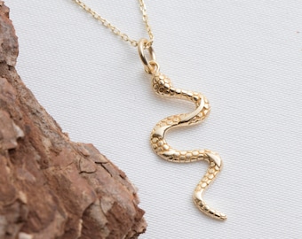 Gold Snake Necklace, Serpent Necklace, Snake Charm Necklace, For Women, Animal Necklace, Gift For Her