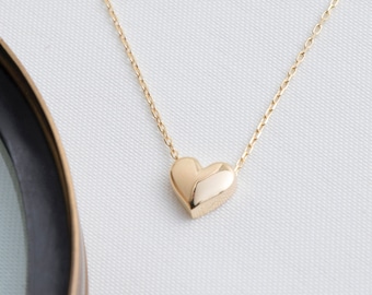 Tiny Gold Heart Necklace,Minimalist Heart Necklace,Love Necklace,Small Heart Pendant,Gift For Love