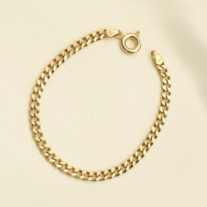 14k Gold Cuban Chain Bracelet, Curb Chain Bracelet, Chunky Gold Bracelet, Real Gold Cuban Link