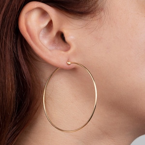 52 MM Hoop Earrings, Sterling Silver Hoop Earrings For Women, Lightweight Gold Earrings image 1