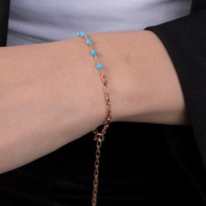 Gold Turquoise Bracelet: Sterling Silver Adjustable Birthstone Jewelry
