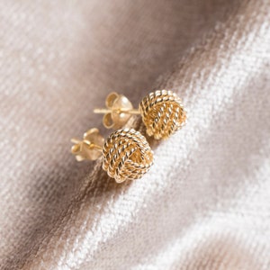 Elegant Love Knot Stud Earrings: Dainty Minimalist Gold Design for Women's Jewelry Gift