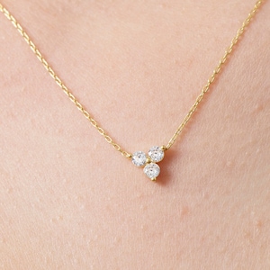 Dainty 14k Gold Vermeil Trio Necklace: Sterling Silver CZ Minimalist Necklace