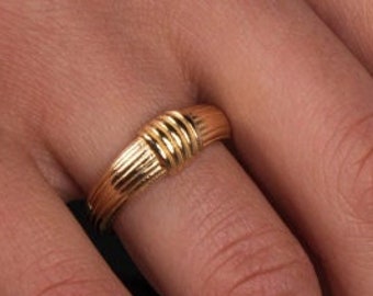 Dainty Gold Ring, Knot Ring, Dome Ring, Dainty Ring, Gift For Her, Adjustable Ring, Waterproof Non Tarnish, Gold Vermeil