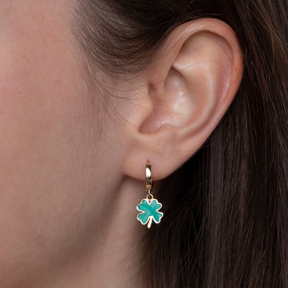 Clover Earrings, Flower Earrings, Gold Clover Earrings, St Patrick's Day Earrings, Shamrock Earrings
