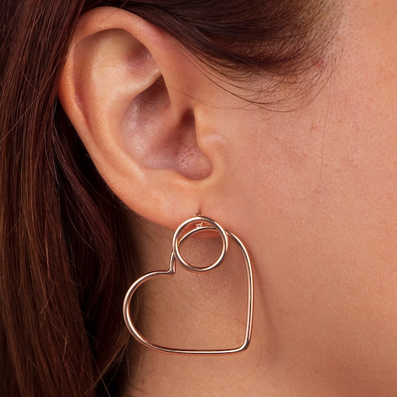 Heart Earrings, Huggie Hoop Earrings, Heart Hoop Earrings, Gold Heart Earrings, Silver Heart Earrings