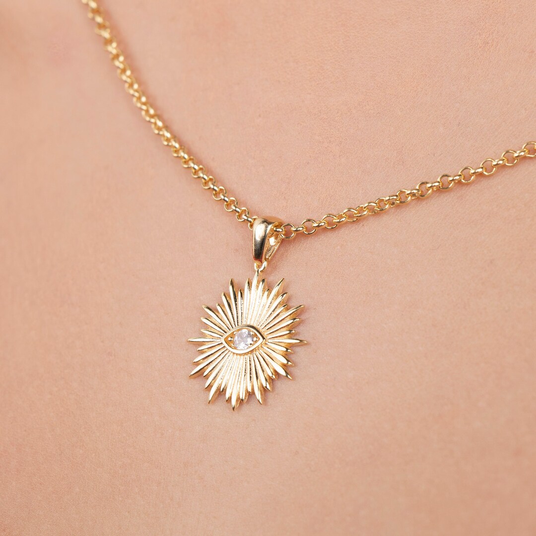 Sunburst Evil Eye Necklace – Gold main image 0