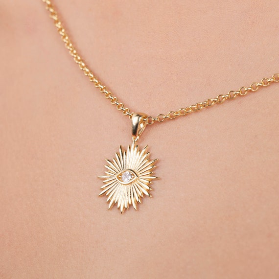 Sunburst cheap necklace gold