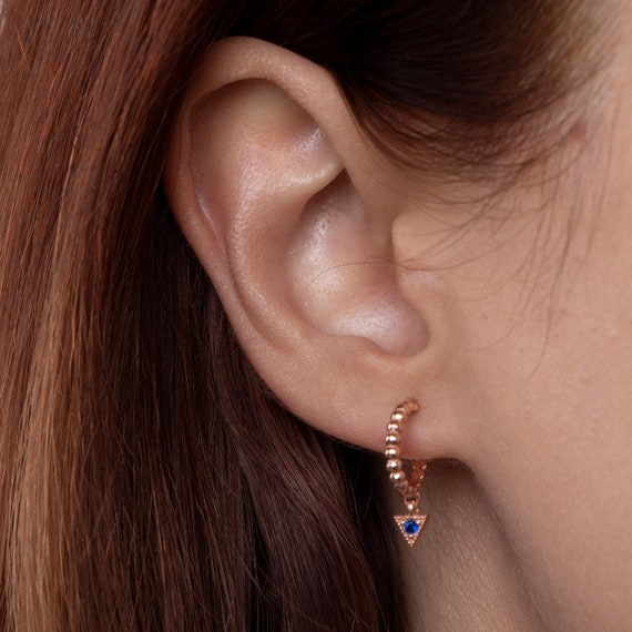 Hoop Earrings, Gemstone Earrings, Dainty Huggie Hoop Earrings, Gift For Her