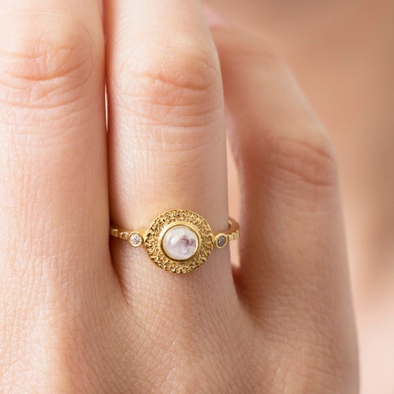 Adjustable Moonstone & Lapis Lazuli Ring - Sterling Silver, Gold Vermeil, Birthstone Gemstone Jewelry