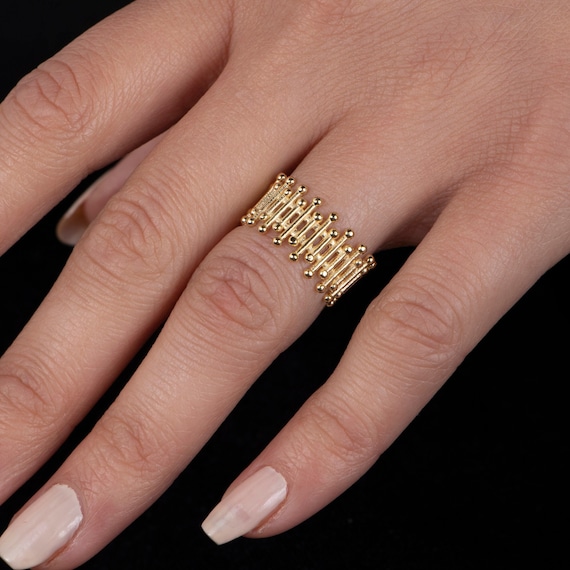 Gold Chain Ring, Adjustable Chain Ring, Chunky Chain Ring, Fence Ring, Wrap Ring, Wrap Around Ring