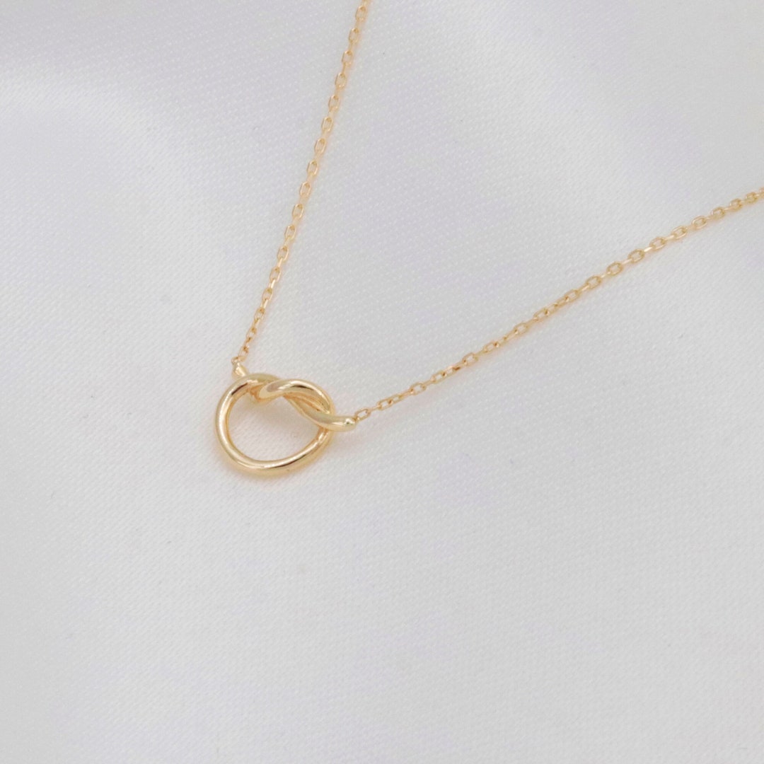 14K Gold Knot Necklace, Dainty Gold Necklace, Minimalist Necklace, Love