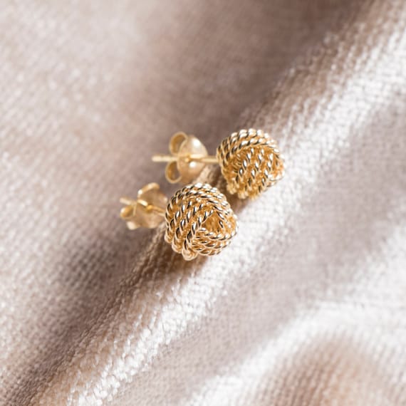 Elegant Love Knot Stud Earrings: Dainty Minimalist Gold Design for Women's Jewelry Gift