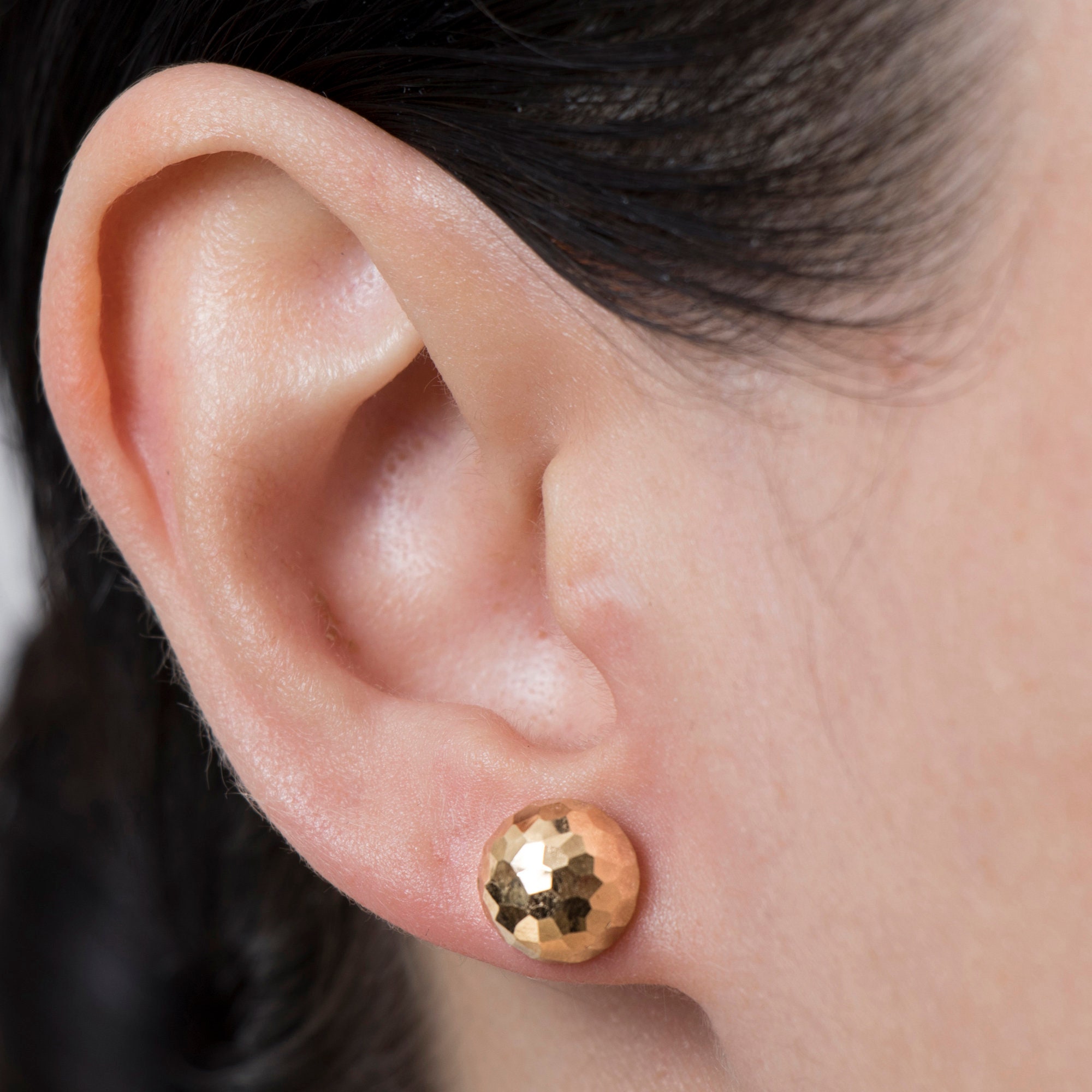 14K Solid Gold Stud Earrings Disco Ball Earrings Dainty Gold