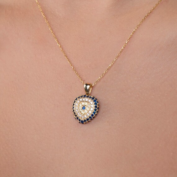 Dainty Gold Evil Eye Protection Charm Necklace - Minimalist Layering Jewelry for Bridesmaids
